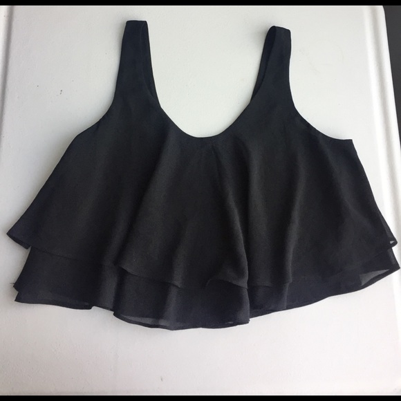 Soprano black cropped ruffle layered tank top - Picture 6 of 7